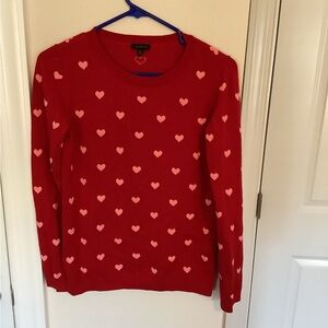 Talbots Red Valentine Sweater with Pink Heart Design, XS